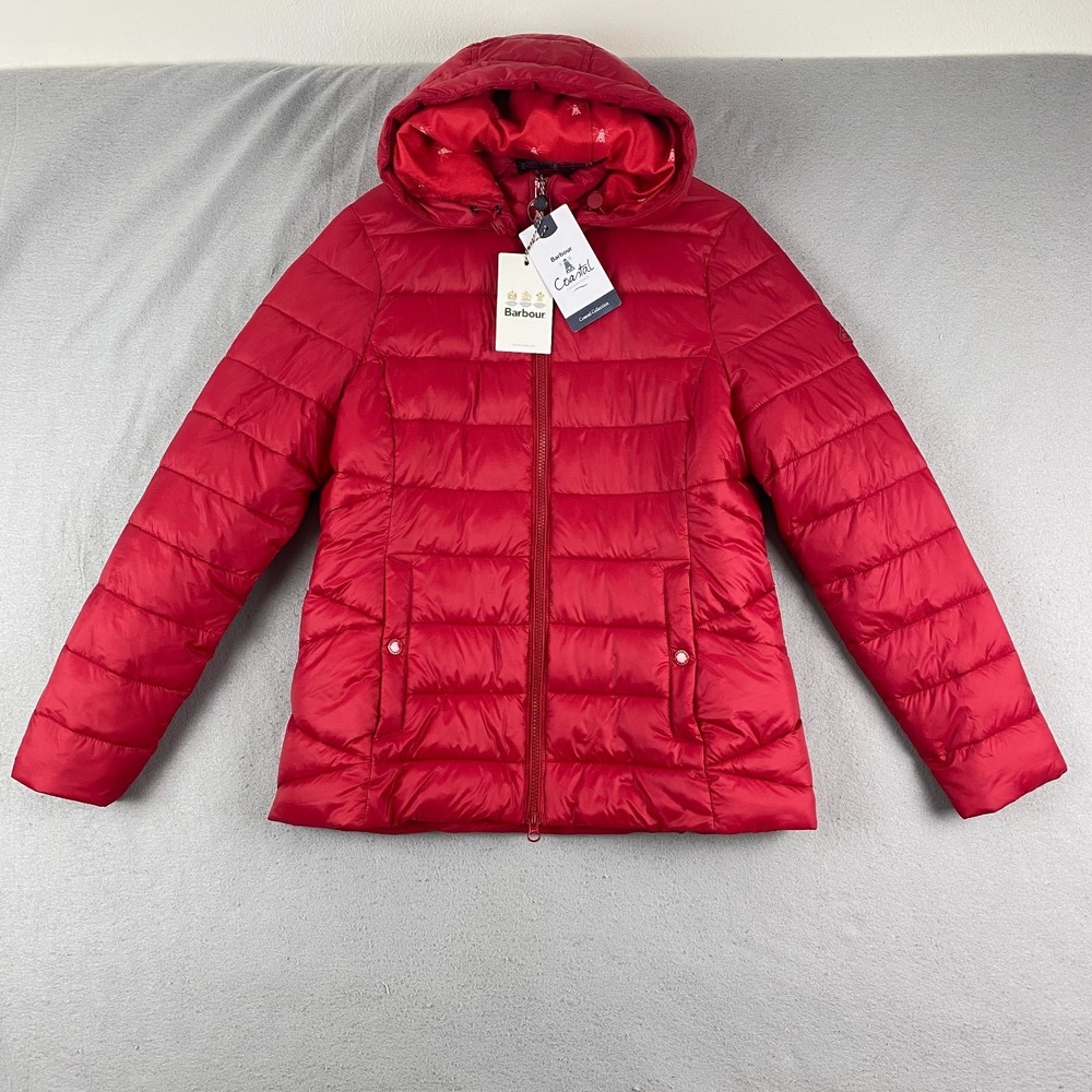 Barbour womens Coastal Collection Jacket 8 Quilted Red pockets NEW